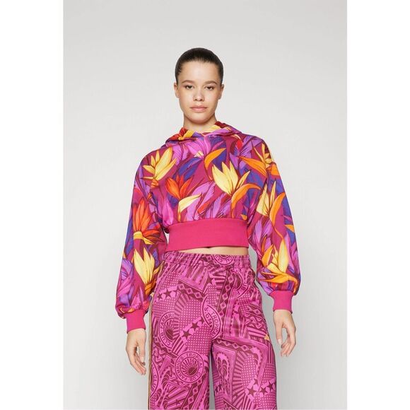 Adidas Tops - Adidas Farm Rio Women’s Birds of Paradise Bright Magenta Bold Pink Multi Cropped